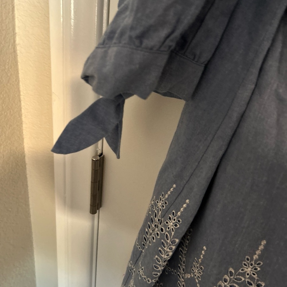 Jessica Howard Size 20 W Off Shoulder Denim Eyelet Dress - Picture 5 of 7